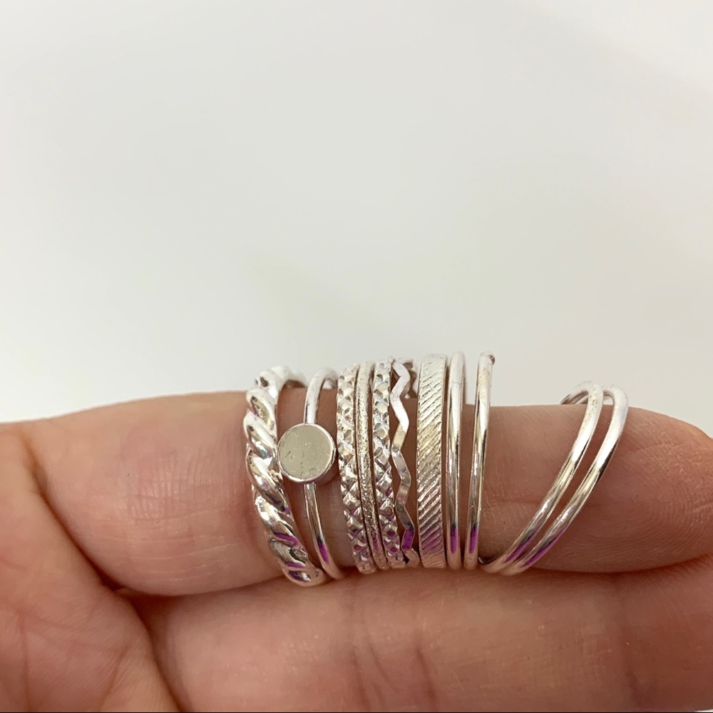 Assorted Stackable Rings In Vintage Box Set Of 10